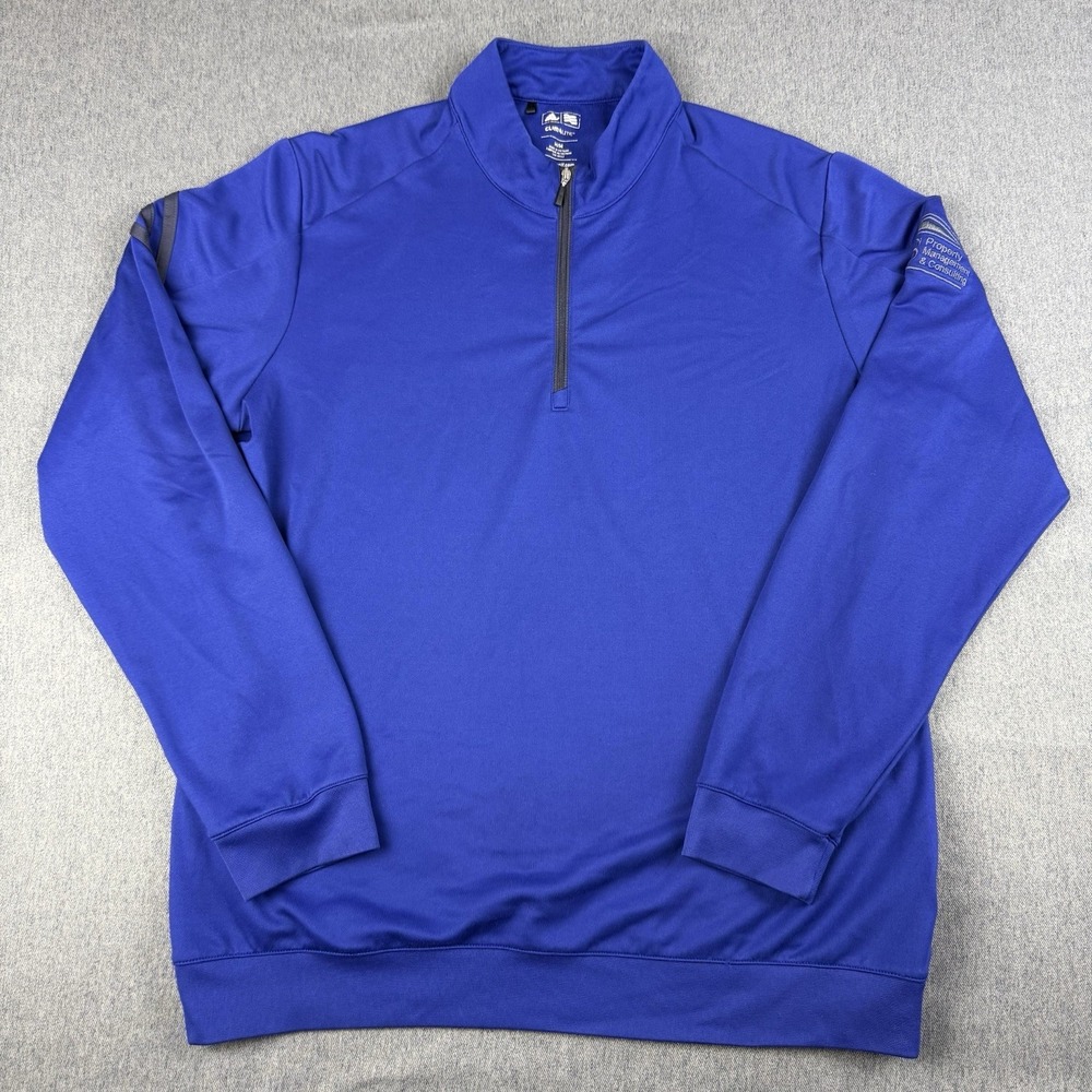 Adidas Climalite Quarter Zip Pullover Mens Medium Purple Performance Golf LOGO